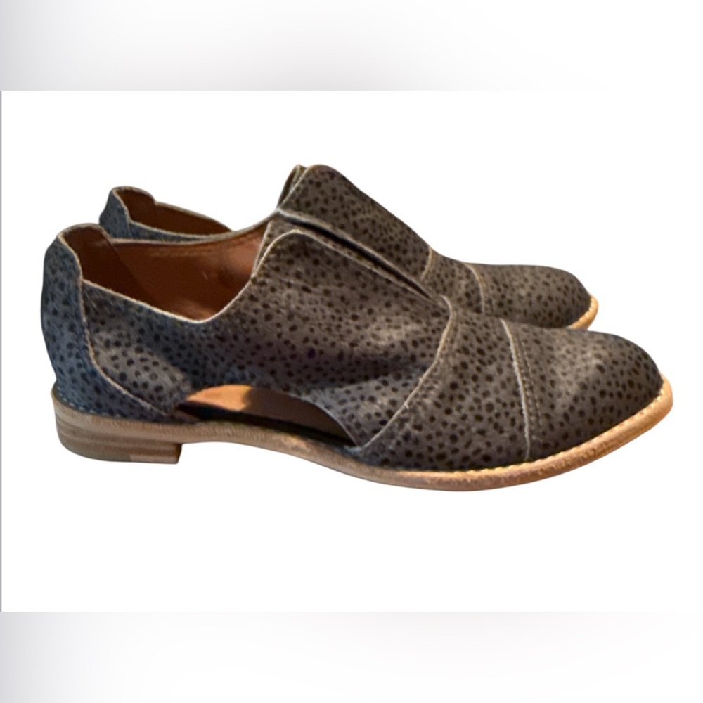 ALL-BLACK Women's Cowman Loafer 
Cutout Slip On Shoe Blue Gray Calf Hair